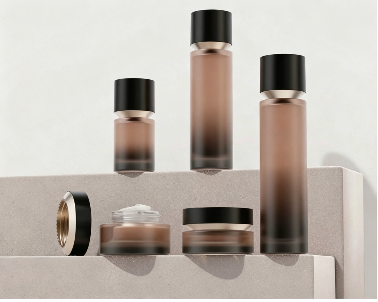 30/100/120ml Slim Glass Skincare Set Bottle