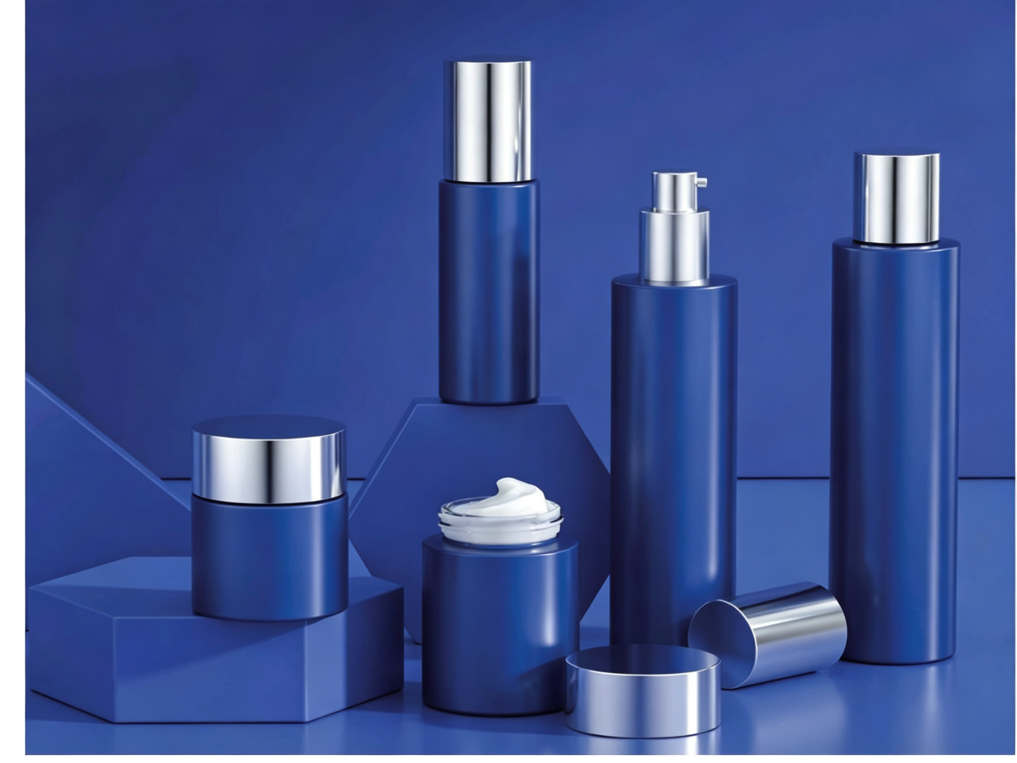 30/100/120ml Klein-Blue Glass Skincare Set Bottle