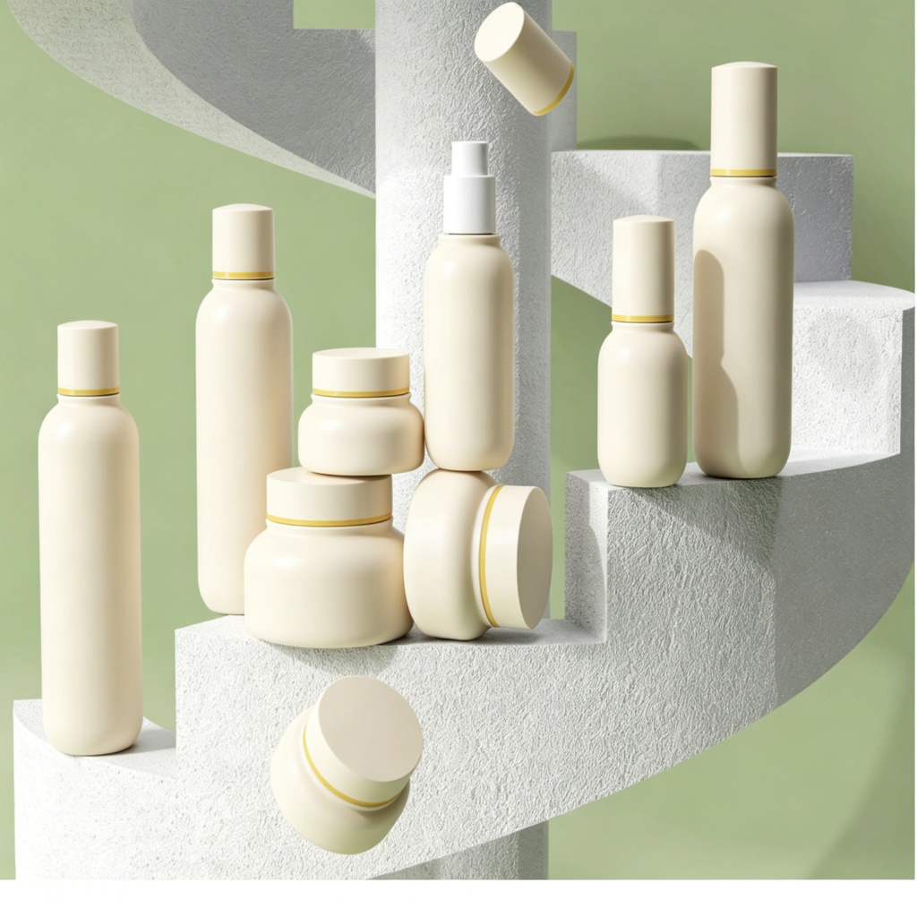 30/50/100/120/150ml Cream-Yellow Glass Skincare Set Bottle